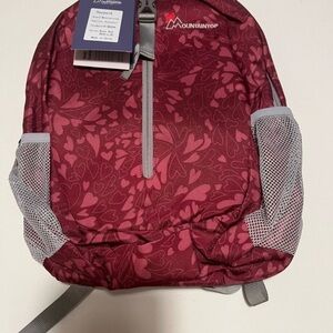 Mountaintop Rose Red Hiking Backpack with Leaf Pattern (E1)